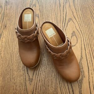 Dolce Vita - Tan Braided Mules/Clogs with Wood heel. Size 7.5